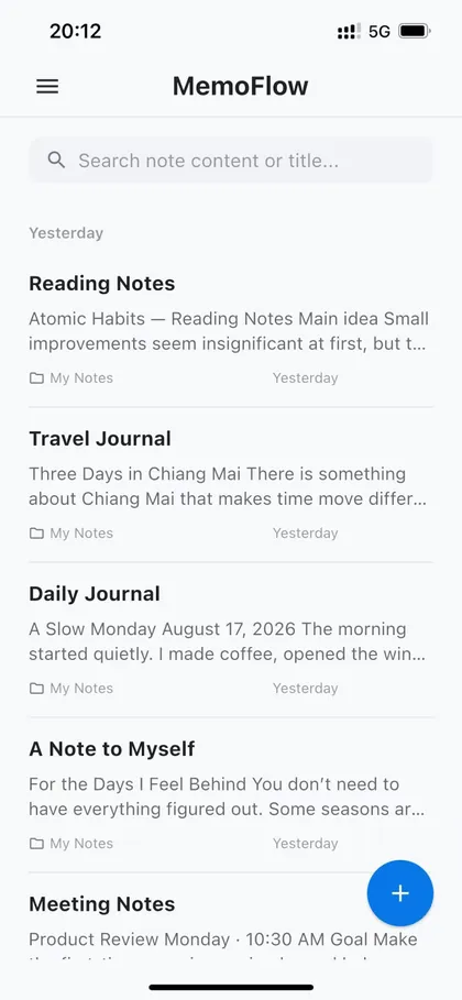 MemoFlow transcribing a meeting recording in real time